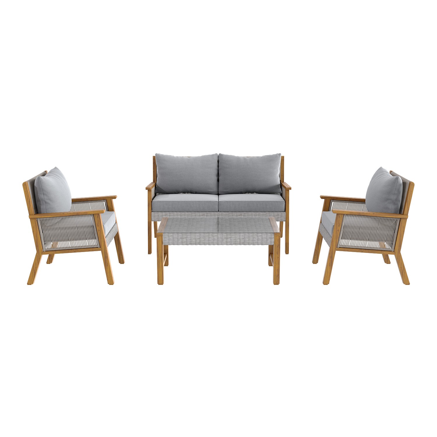 Read more about 4 seater grey rattan garden sofa set with solid wood frame aspen